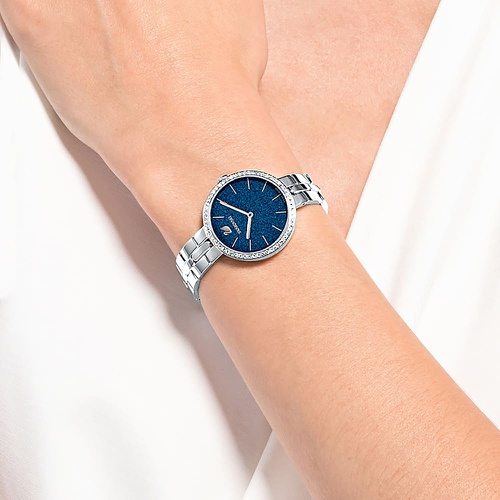 스와로브스키 Swarovski Cosmopolitan watch, Swiss Made, Metal bracelet, Blue, Stainless steel