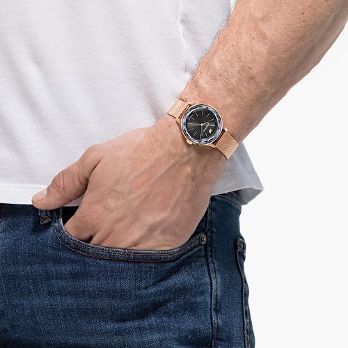 스와로브스키 Swarovski Octea Nova Mini watch, Swiss Made, Metal bracelet, Black, Rose gold-tone finish