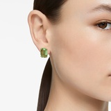 Swarovski Millenia stud earrings, Octagon cut, Green, Gold-tone plated