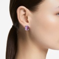 Swarovski Millenia stud earrings, Octagon cut, Purple, Rhodium plated