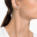Swarovski Angelic stud earrings, Square cut, Blue, Rhodium plated