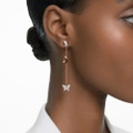 Swarovski Lilia drop earrings, Butterfly, Long, White, Rose gold-tone plated