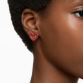 Swarovski Una stud earrings, Heart, Small, Red, Gold-tone plated