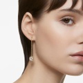 Swarovski Generation drop earrings, Long, White, Gold-tone plated