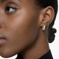 Swarovski Dextera hoop earrings, Small, White, Gold-tone plated