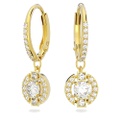Swarovski Sparkling Dance drop earrings, Round cut, White, Gold-tone plated