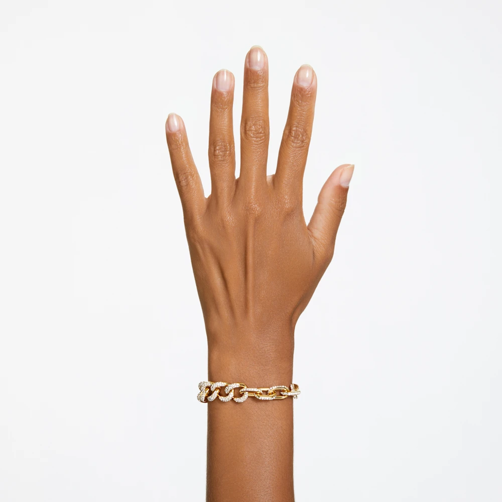 Swarovski Dextera bracelet, Pave, White, Gold-tone plated