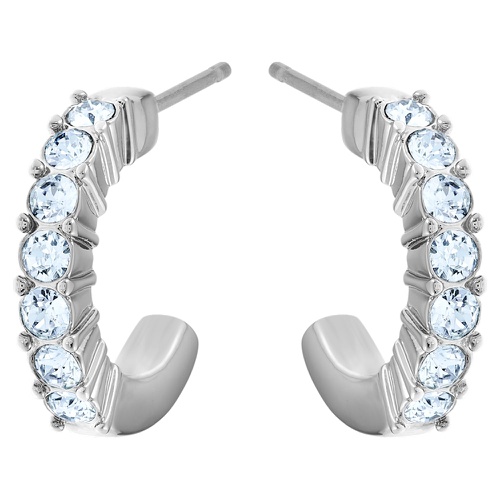 스와로브스키 Swarovski Mini Hoop hoop earrings, Blue, Rhodium plated