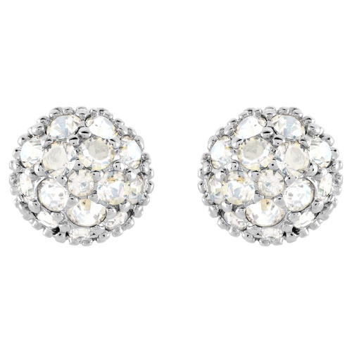 스와로브스키 Swarovski Euphoria stud earrings, Round shape, White, Rhodium plated