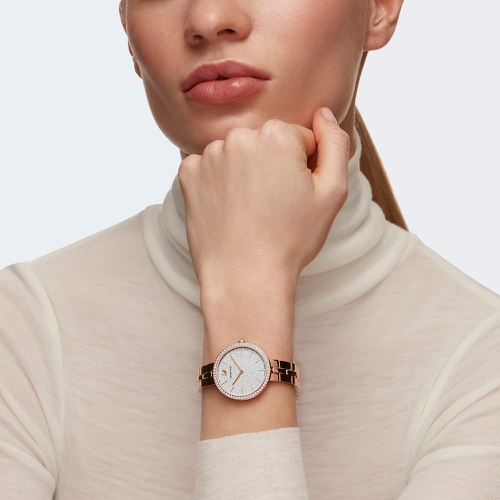스와로브스키 Swarovski Cosmopolitan watch, Swiss Made, Metal bracelet, Rose gold tone, Rose gold-tone finish