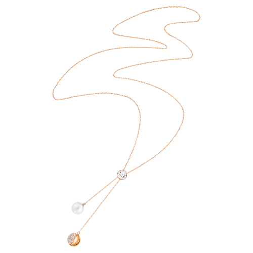 스와로브스키 Swarovski Forward Y necklace, White, Rose gold-tone plated