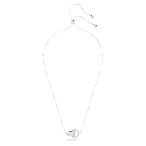 스와로브스키 Swarovski Hollow pendant, Interlocking loop, White, Rhodium plated