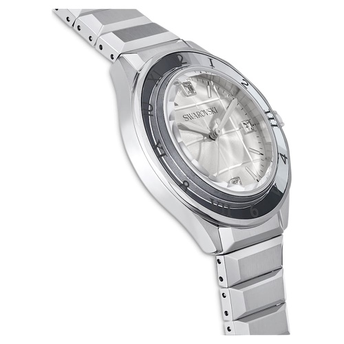 스와로브스키 Swarovski 37mm watch, Swiss Made, Metal bracelet, Silver tone, Stainless steel