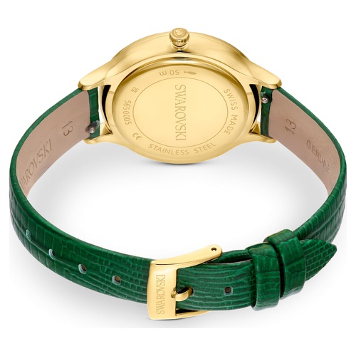 스와로브스키 Swarovski Octea Nova watch, Swiss Made, Leather strap, Green, Gold-tone finish