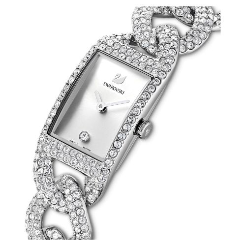 스와로브스키 Swarovski Cocktail watch, Swiss Made, Full pave, Metal bracelet, Silver tone, Stainless steel