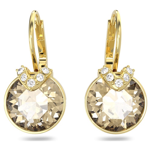 스와로브스키 Swarovski Bella V drop earrings, Round cut, Gold tone, Gold-tone plated