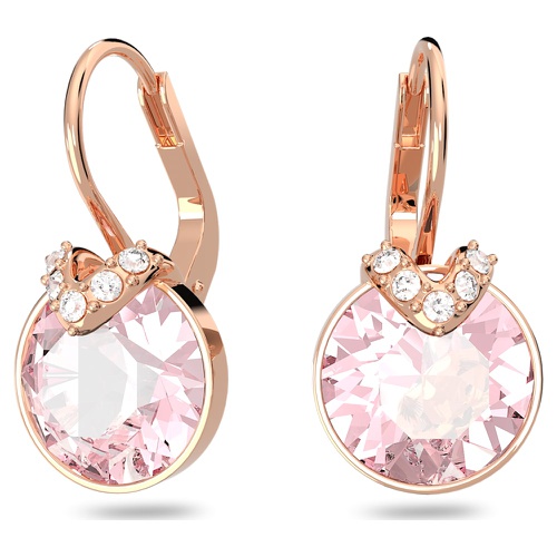 스와로브스키 Swarovski Bella V drop earrings, Round cut, Pink, Rose gold-tone plated