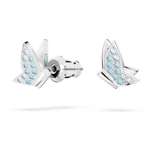 스와로브스키 Swarovski Lilia stud earrings, Butterfly, Blue, Rhodium plated