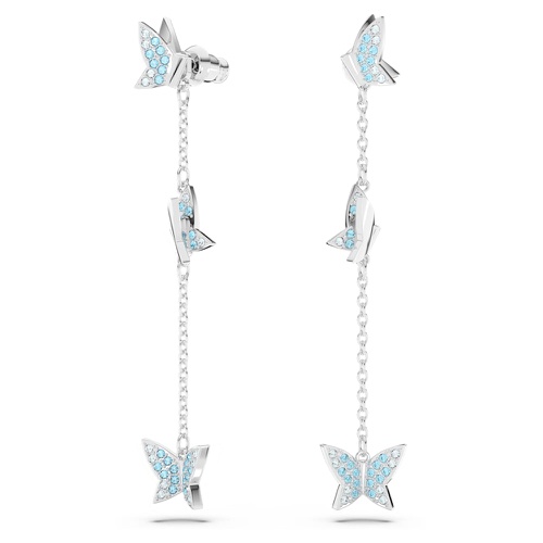 스와로브스키 Swarovski Lilia drop earrings, Butterfly, Blue, Rhodium plated