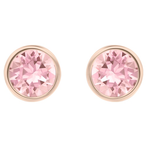 스와로브스키 Swarovski Solitaire stud earrings, Round cut, Pink, Rose gold-tone plated