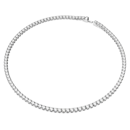 스와로브스키 Swarovski Matrix Tennis necklace, Round cut, Small, White, Rhodium plated
