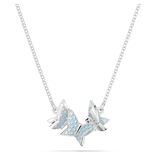 스와로브스키 Swarovski Lilia necklace, Butterfly, Blue, Rhodium plated