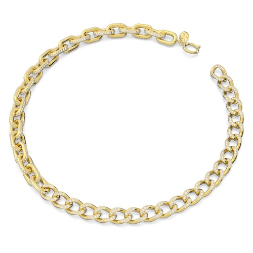 스와로브스키 Swarovski Dextera necklace, Mixed links, White, Gold-tone plated
