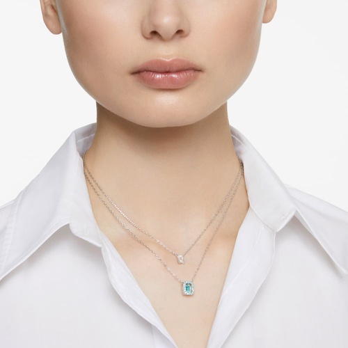 스와로브스키 Swarovski Millenia layered necklace, Octagon cut, Green, Rhodium plated