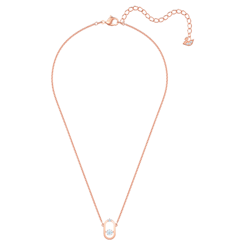 스와로브스키 Swarovski Sparkling Dance necklace, Round cut, Oval shape, White, Rose gold-tone plated