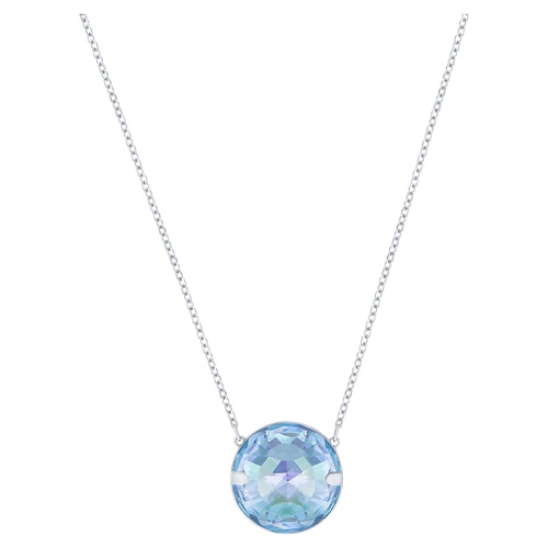 스와로브스키 Swarovski Globe necklace, Round cut, Blue, Rhodium plated