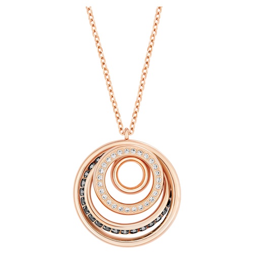 스와로브스키 Swarovski Dynamic pendant, Round shape, Gray, Rose gold-tone plated