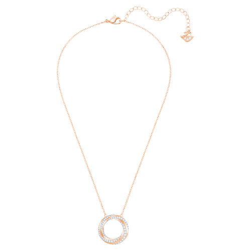 스와로브스키 Swarovski Hilt necklace, Round shape, White, Rose gold-tone plated
