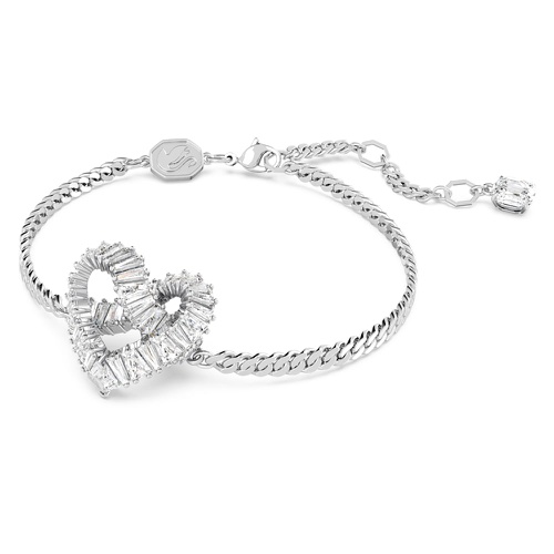 스와로브스키 Swarovski Matrix bracelet, Heart, White, Rhodium plated
