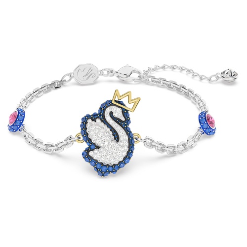스와로브스키 Swarovski Pop Swan bracelet, Swan, Blue, Rhodium plated