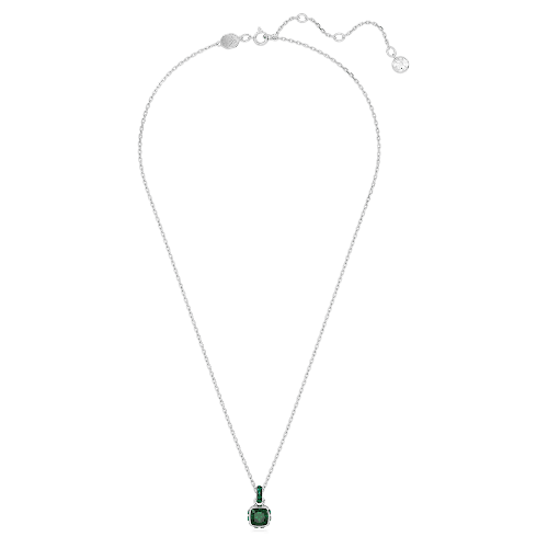 스와로브스키 Swarovski Birthstone pendant, Square cut, May, Green, Rhodium plated