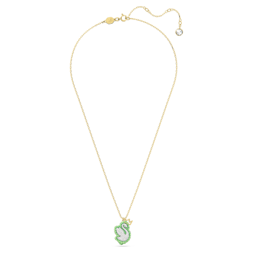 스와로브스키 Swarovski Pop Swan pendant, Swan, Green, Gold-tone plated