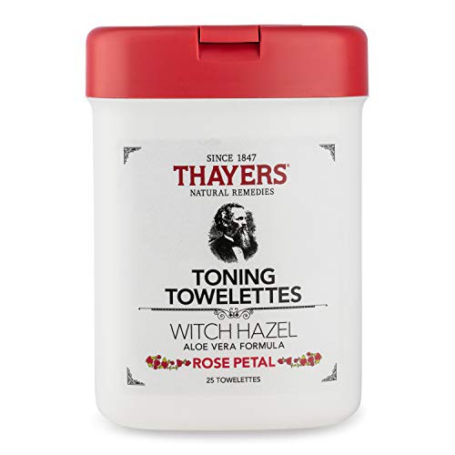  Thayers Alcohol Free Witch hazel Rose Petal TONING TOWELETTES with Aloe Vera, 30Towelettes