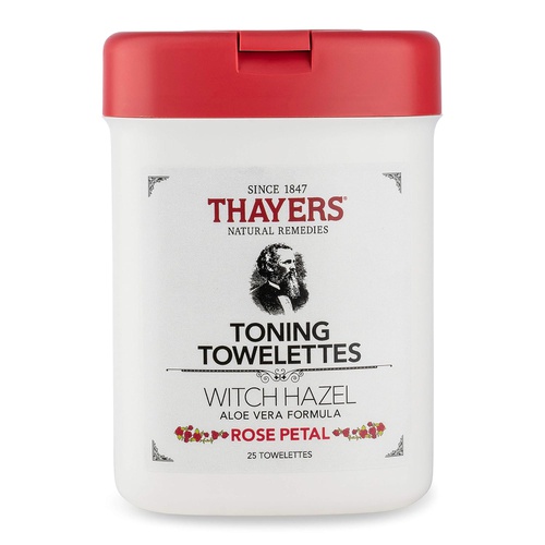  Thayers Alcohol Free Witch hazel Rose Petal TONING TOWELETTES with Aloe Vera, 30Towelettes