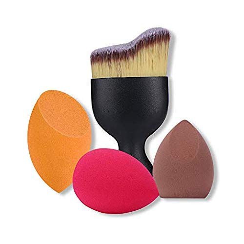  TIANCHENG 3+1PCS Makeup Sponges Set Blender Beauty Cosmetics Tool with Foundation Brush Professional Beauty Sponge Blenders Perfect for Liquid Foundation, Cream and Powder