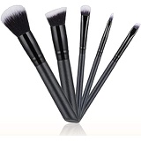 TKISZYZR [Updated 2020 Version] Makeup Brushes Set, 5pcs Makeup Brushes Cosmetic Foundation Powder Concealers Eye shadows Lip Make up Tools, Easy to Carry - Black