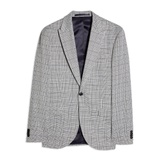 GREY CHECK SINGLE BREASTED SKINNY FIT SUIT BLAZER WITH PEAK LAPELS