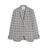 GREY SLIM FIT CHECK SINGLE BREASTED SUIT BLAZER WITH NOTCH LAPELS