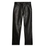 BLACK FAUX LEATHER STRAIGHT LEG TROUSERS
