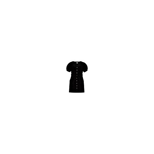 탑샵 BLACK DENIM BUTTON THROUGH PUFF SLEEVE DRESS