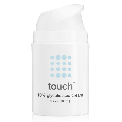  TOUCH 10% Glycolic Acid Anti Aging Wrinkle Face & Neck Cream - Hyaluronic Acid & Squalane Oil-Free Moisturizer - Lightweight & Fast Absorption, Great Under Makeup - Day or Night Cream, 5