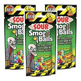 Toxic Waste - Sour Smog Balls - Deliciously Hard Candy with a Chewy Sour Center, Six Flavors, 3 oz. - 3 bags