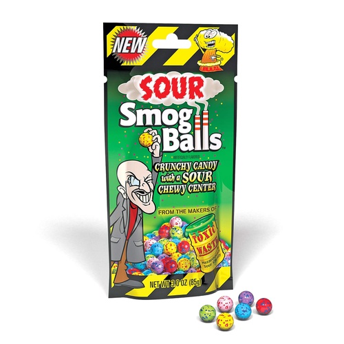  Toxic Waste - Sour Smog Balls - Deliciously Hard Candy with a Chewy Sour Center, Six Flavors, 3 oz. - 3 bags