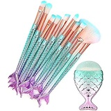 TRIMAKESHOP Makeup Brushes Set 11pcs 3D Mermaid Makeup Brush Cosmetic Brushes Eyeshadow Eyeliner Blush Brushes