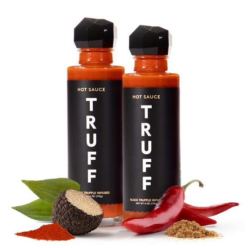  TRUFF Hot Sauce and Hotter Sauce 2-Pack Bundle, Gourmet Hot Sauce Set, Black Truffle and Chili Peppers, Gift Idea for the Hot Sauce Fans, An Ultra Unique Flavor Experience (Black/R