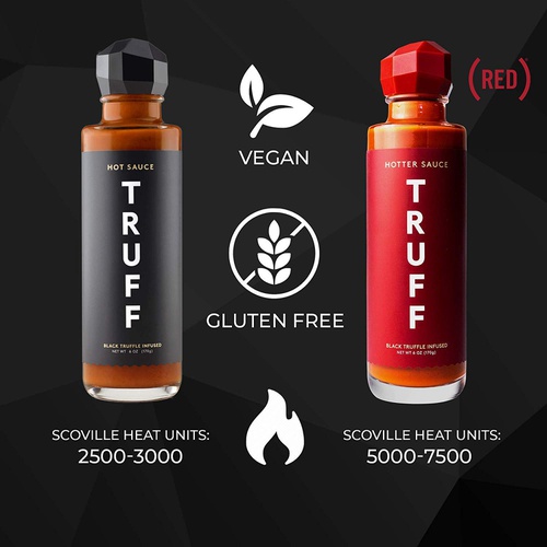  TRUFF Hot Sauce 2-Pack Bundle, Gourmet Hot Sauce Set, Black Truffle and Chili Peppers, Gift Idea for the Hot Sauce Fans, An Ultra Unique Flavor Experience (Black/Black, 6 oz, 2 cou